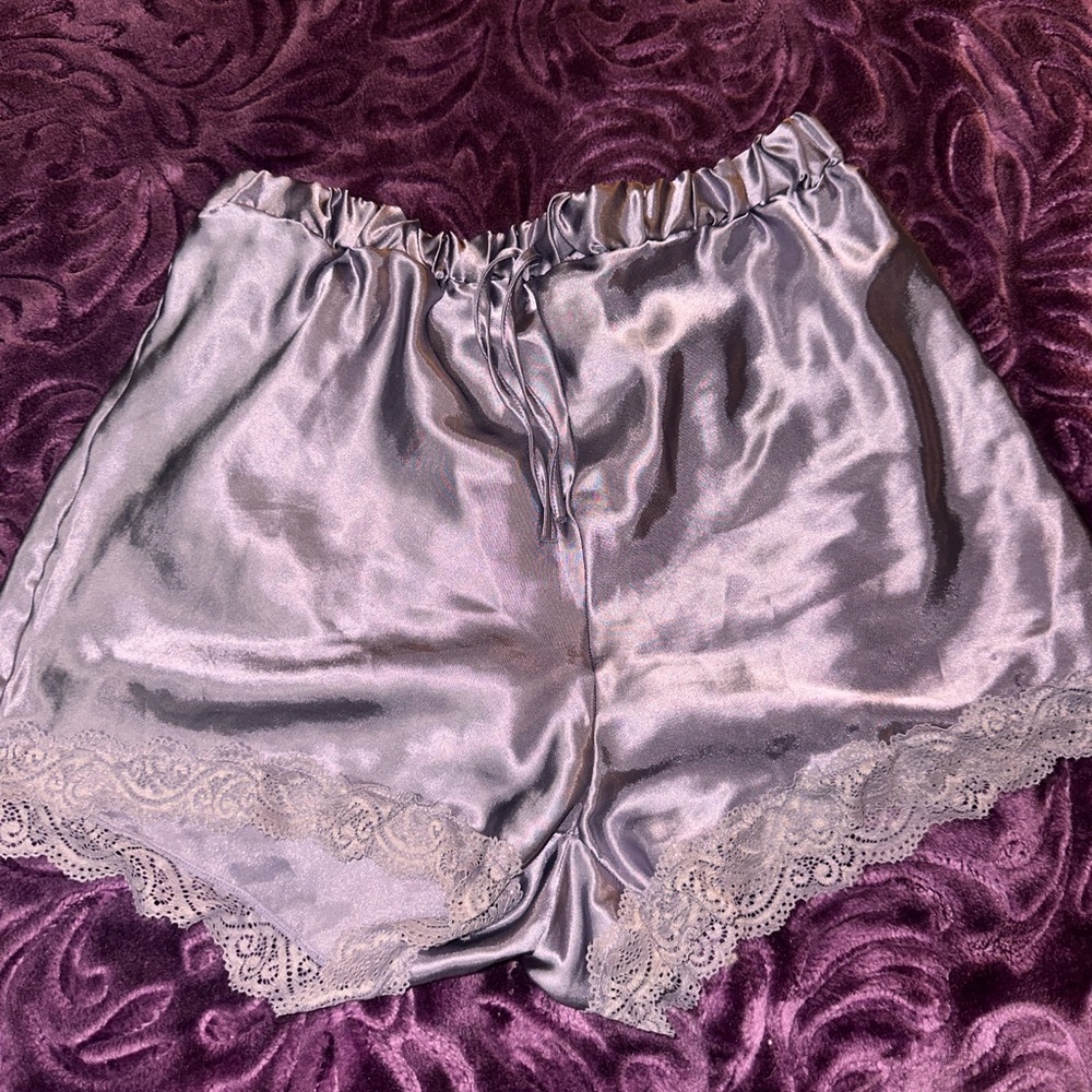 adidas Lilac Satin Pajama Shorts